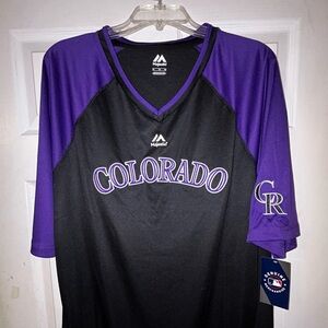⚾️🏟️ Colorado Rockies V-Neck MLB Baseball Polyester Shirt 🏟️⚾️